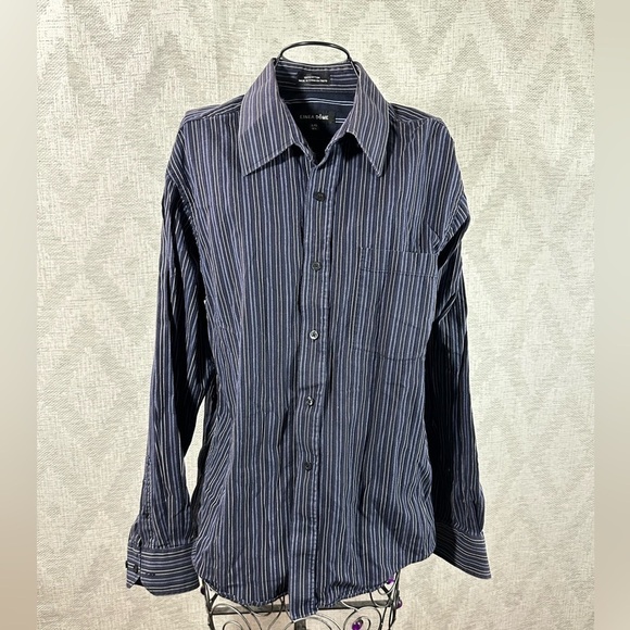 Linea Done navy striped button up size L - Picture 1 of 6